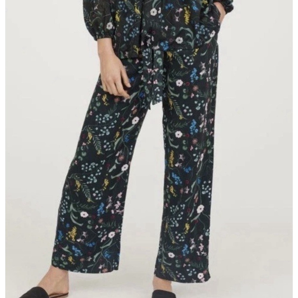 Anna Glover X H&M Colorful Floral Wide Leg Pull On Pant Size US 4 UK 34 NWT
